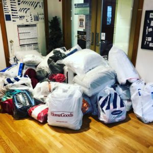 pile of donated bedding